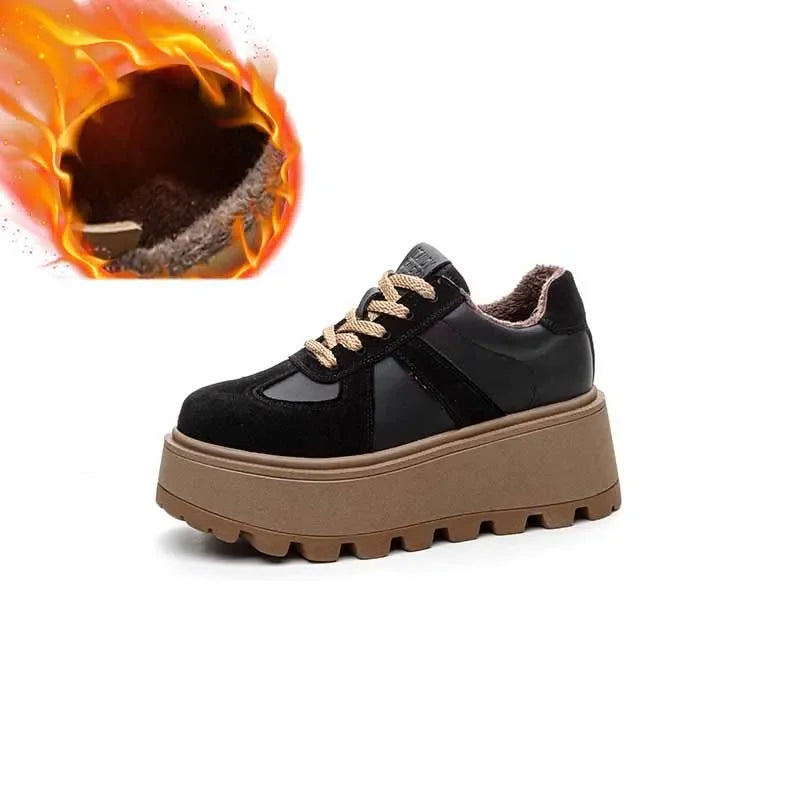 Fujin 8.5cm Women Luxury Microfiber Genuine Leather Platform Wedge Pumps Comfy Ankle Booties Spring Autumn Ankle Boots Shoes