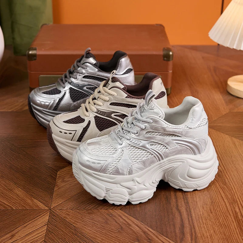 AUTUSPIN Retro Thick Bottom Shoes for Women 2025 Winter Street Popular Ins Hot Platform Sneakers Casual Shoes Woman Size 39