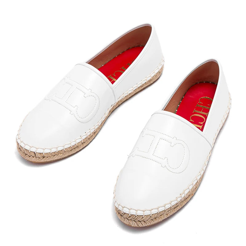 New Loafers Casual Shoes PU Fisherman Shoes Flat Grass Weave Shoes