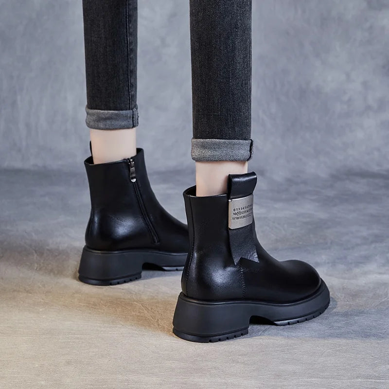 DRKANOL Fashion Women Winter Snow Boots 100% Natural Wool Genuine Cow Leather Thick Heel Platform Shearling Fur Warm Ankle Boots