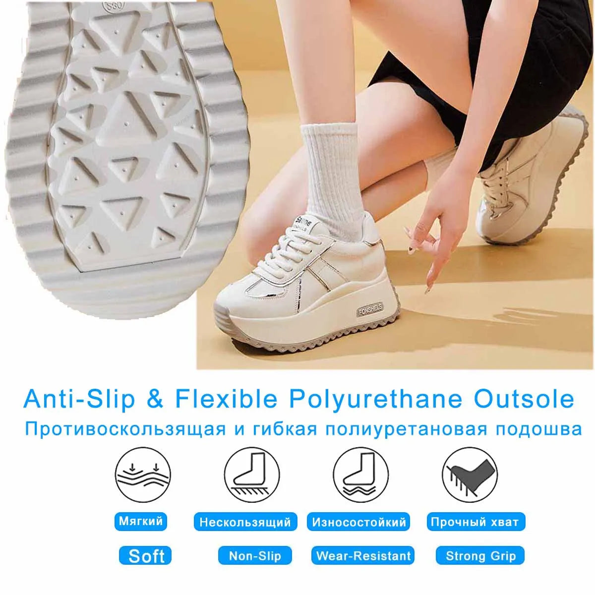 Fujin 7cm Genuine Leather Spring Autumn Chunky Sneakers Breathable Casual Platform Wedge Flats Women Vulcanize Shoes