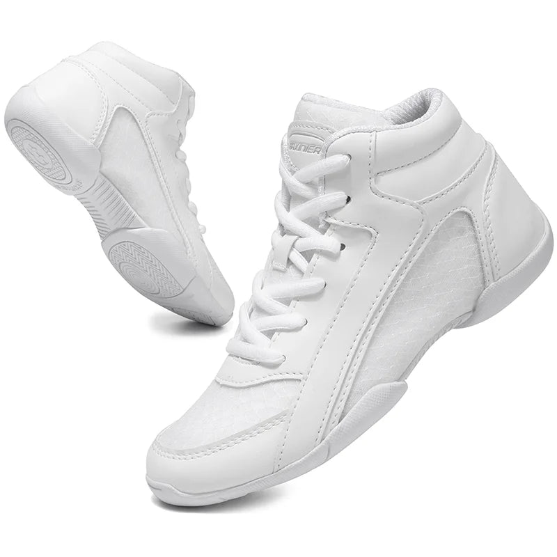 BAXINIER Girls White High Top Cheerleading Shoes for Kids - Lightweight Training and Competition Sneakers for Dance and Tennis