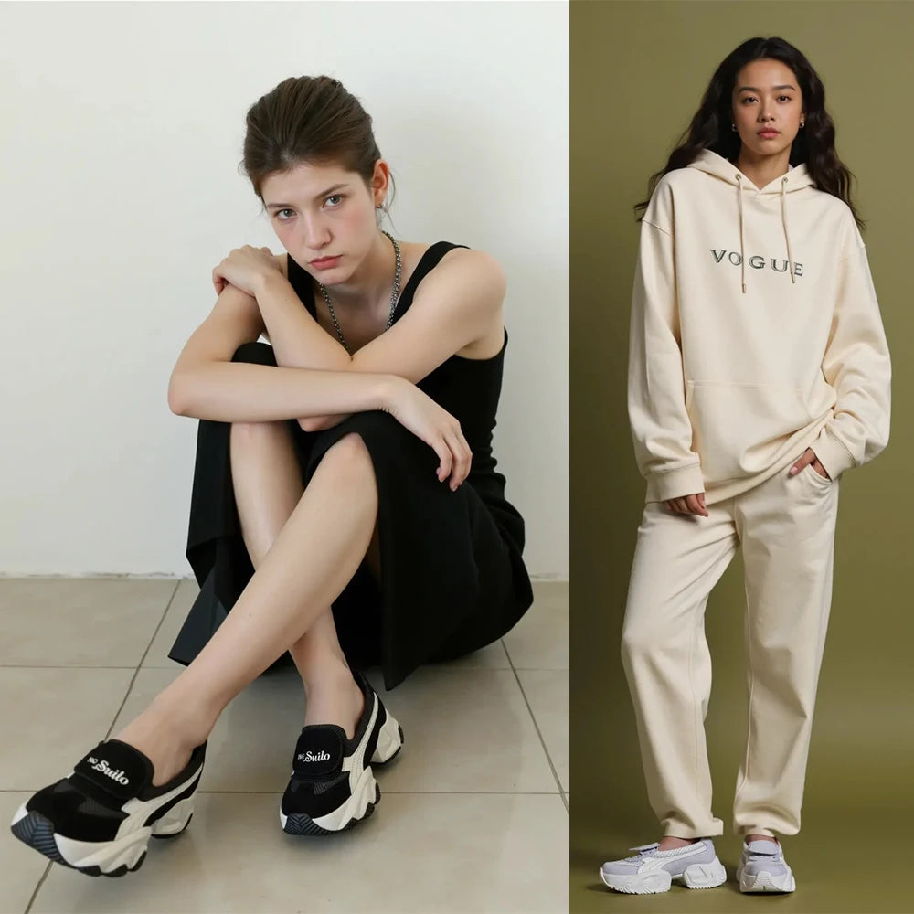 Fujin 7cm Air Mesh Platform Wedge Ladies Comfy High Brand Genuine Leather Summer Bao Toe Lace Up Chunky Sneaker Casual Shoes