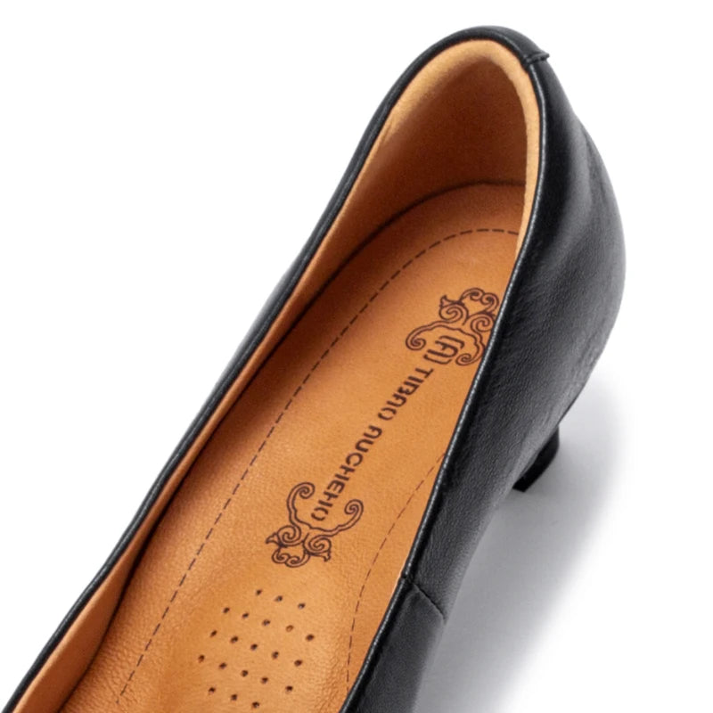 Balance Shoes Technology Orthopedic Women's Shoes Low Heeled Single Shoes Casual Leather Shoes Black