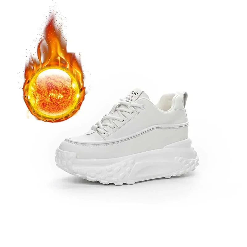 Fujin 7cm Suede Genuine Leather Platform Wedge Chunky Sneakers Spring Leisure Women Vulcanize Thick Bottom Winter Plush Shoes