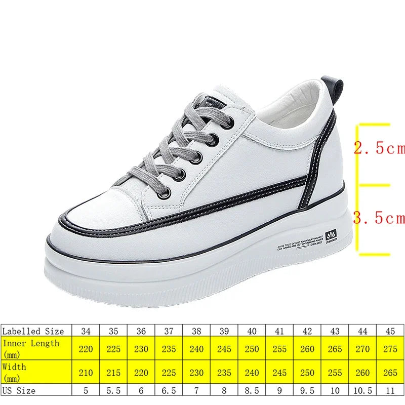 Fujin 6cm Genuine Leather Women Shoes Platform Wedge Sneakers Women Shoes 2024 Spring Autumn Air Mesh Breathable Shoes