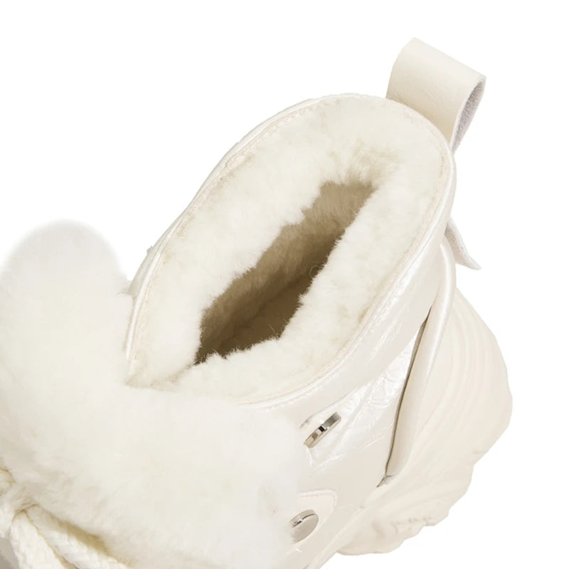 AUTUSPIN 8cm High Platforms Snow Boots Women 2025 Winter Spring Warm Plush High-top Sneakers Female Fashion Short Booties Woman