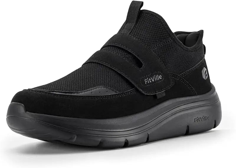 FitVille Men'S Sports Shoes Wide 2E Hands-Free Walking Shoes Outdoor Fitness Running Lightweight Breathable With Arch Support