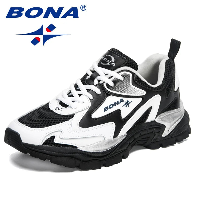 BONA  New Designers Mesh Running Shoes Breathable Training Shoes Men Lightweight Sneakers Non-Slip Tennis Walking Shoes Man