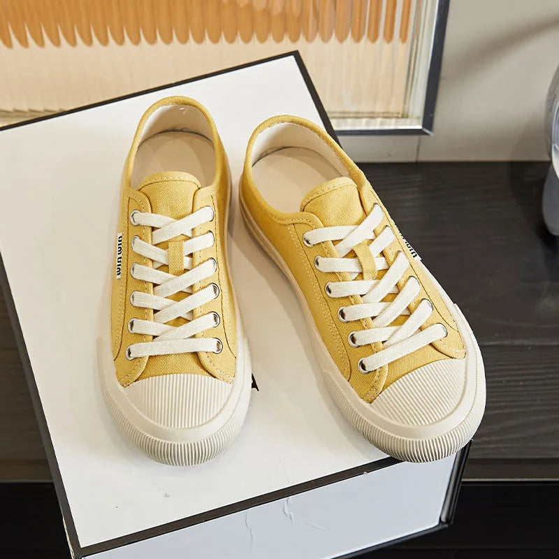 AUTUSPIN Women's Canvas Shoes Classics Fashion Flat Women Sneakers 2025 Summer Soft Breathable Ladies Shoes Size 35-40