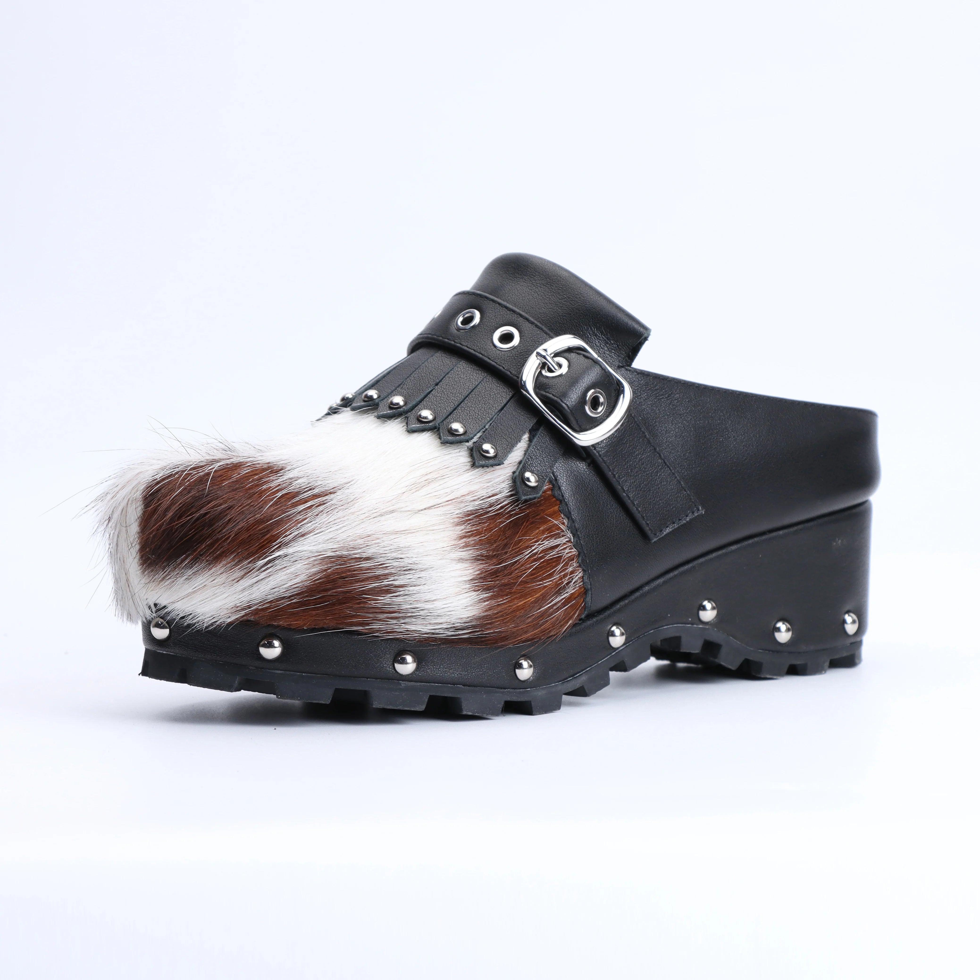 Luxury Designer Mule Sandals for Women, Handmade Cowhide Fur, Rubber Sole, Latex Insole,Trendy Tassel Detail,Summer Slides 2025