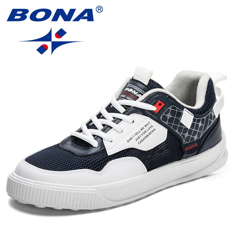 BONA 2023 New Designers Man Walking Leisure Shoes Mansculino Trendy Platform Sneakers Casual Shoes Men Lace-Up Vulcanized Shoes