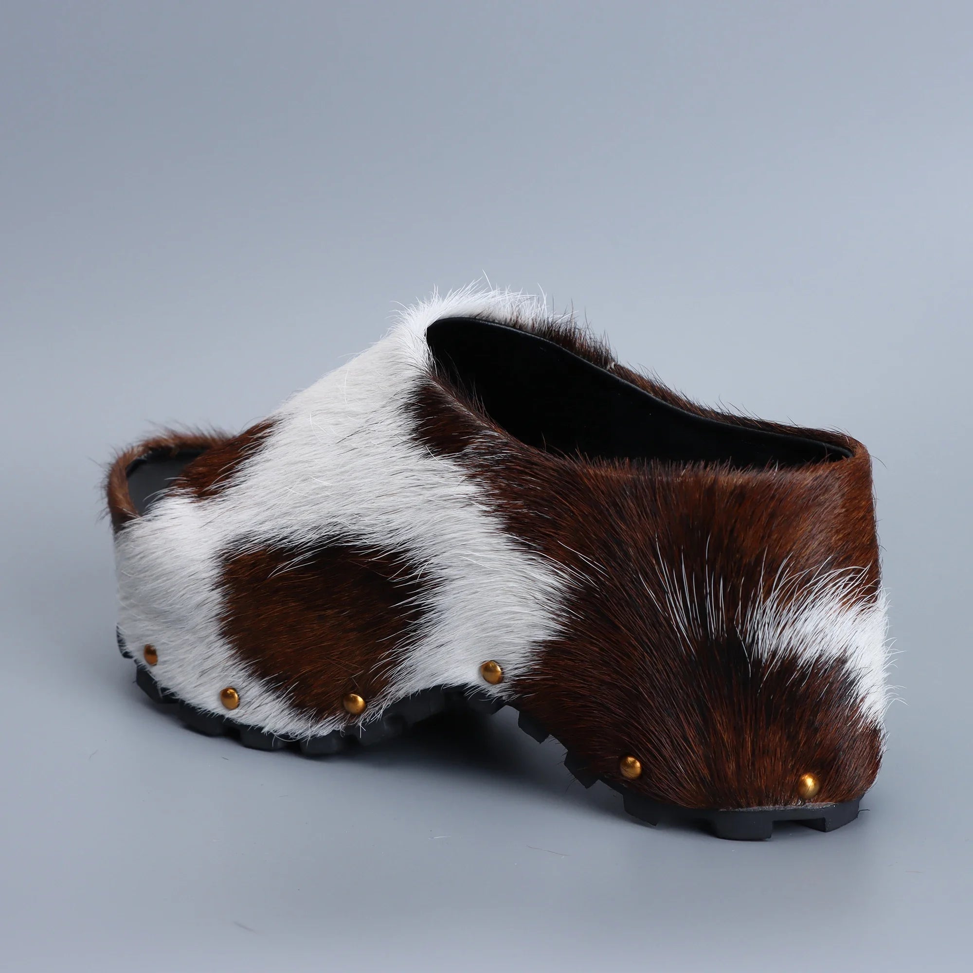 Designer Luxury Platform Mules 2025 Women Real Calf Hair Leather Lined Slip On Clogs Slides Sandals Summer Fashion Comfort Shoes