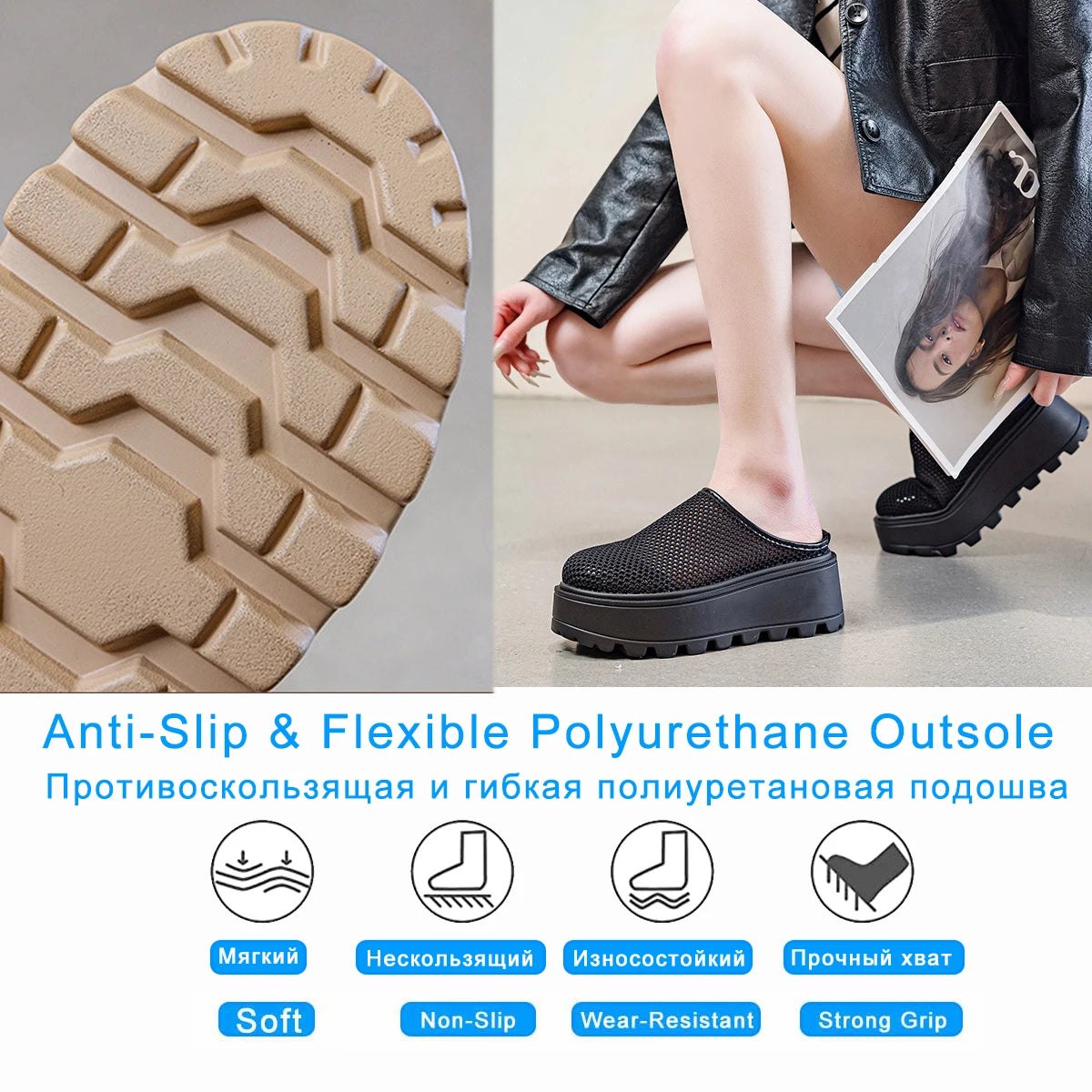 Fujin 7cm Air Mesh Platform Wedge Breathable Pumps Summer Hollow High Brand Synthetic Chunky Heels Mary Jane Slipper Shoes