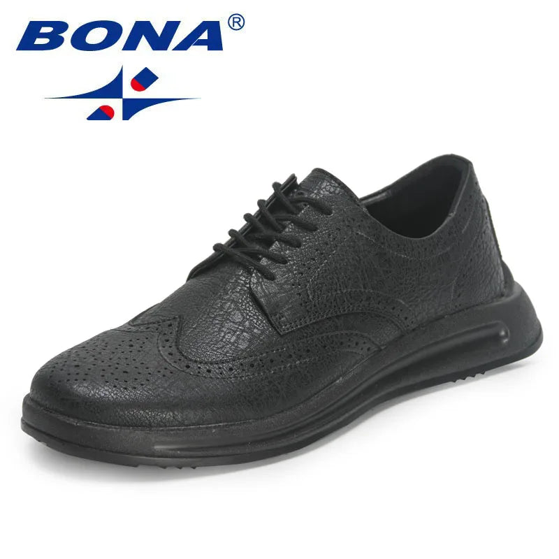 BONA  New Designers Handmade Genuine Leather Shoes Men Casual Sneakers Man Business Loafers Formal Walking Shoes Mansculino