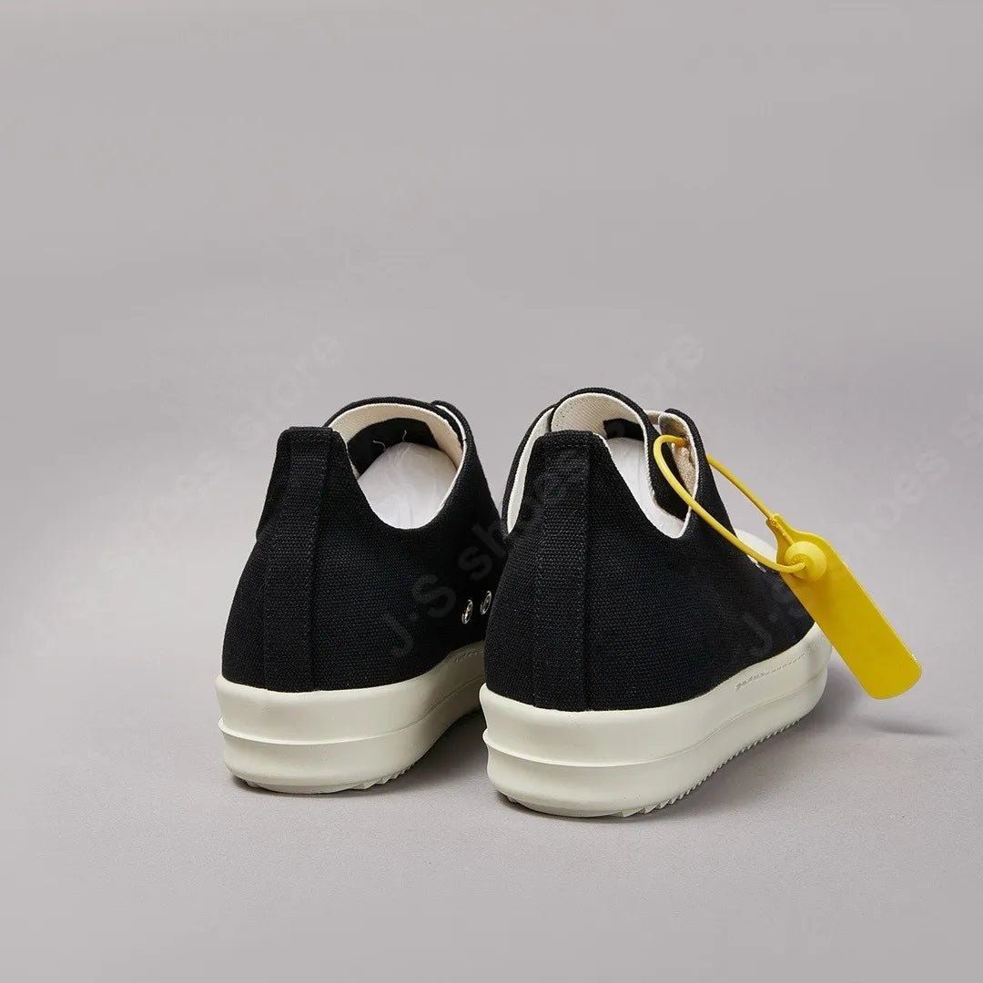 Ro Classic Men Shoe Women Sneakers Black Canvas Low Top Casual Shoes Thick Sole Lace Up Luxury Flat Sneaker
