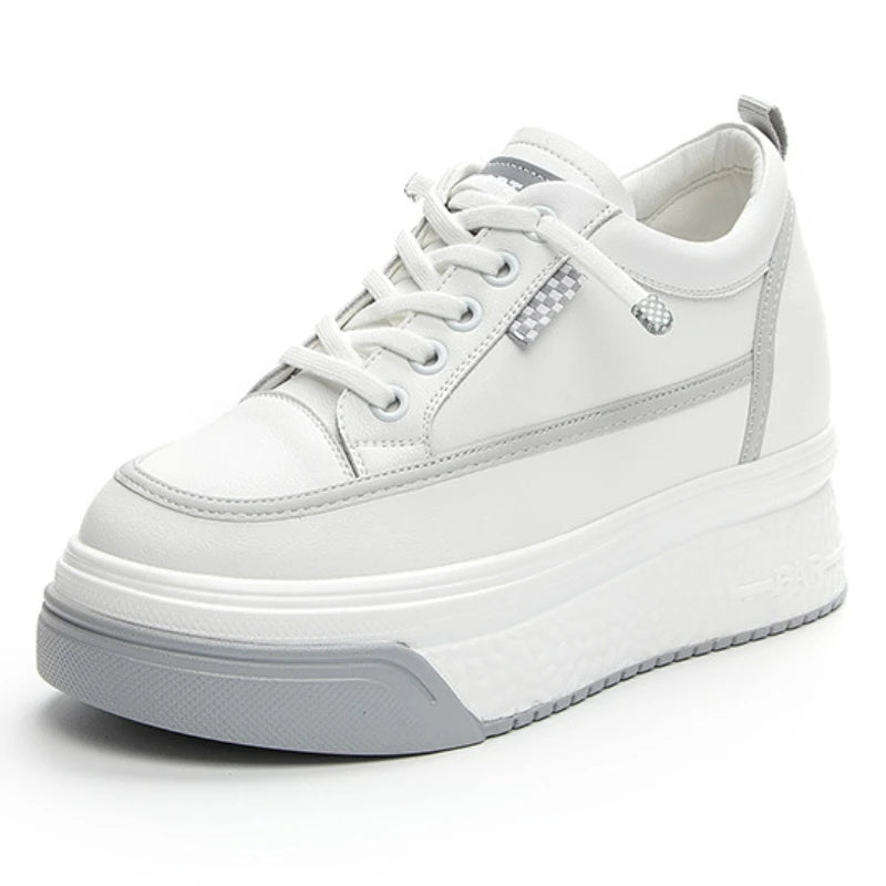 Fujin 7cm Genuine Leather Platform Wedge Winter Women Fashion Canvas Breathable Lady Super High Mixed Color Leisure Single Shoes