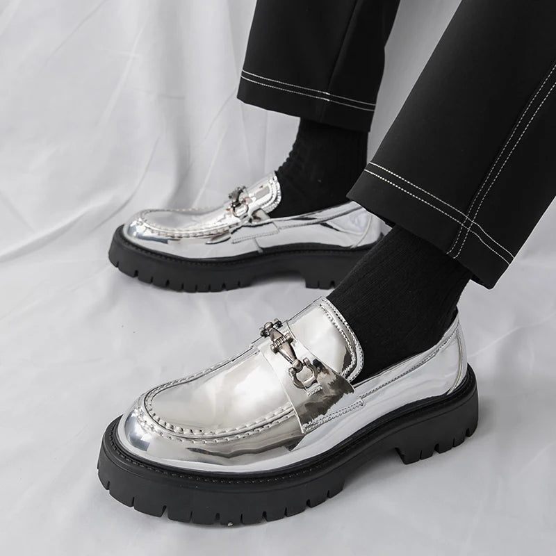 STRONGSHEN British Style Men Patent Leather Shoes Fashion Party Loafers Men Platform Casual Shoes Design Men Oxfords Footwear