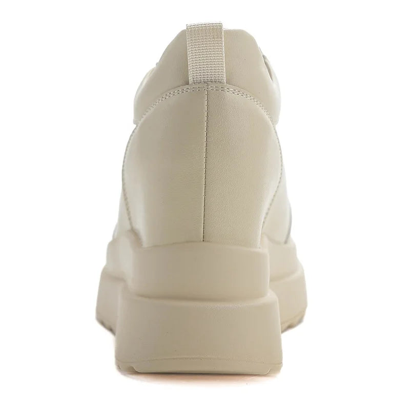 DRKANOL 10cm Height Increasing Hidden Heel Shoes Women Split Leather Solid Color Thick Sole Chunky Platform Casual Single Shoes