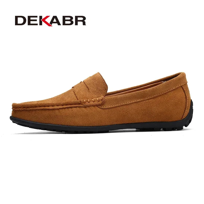DEKABR Brand Fashion Summer Style Soft Loafers Genuine Leather High Quality Flat Casual Shoes Breathable Men Flats Driving Shoes