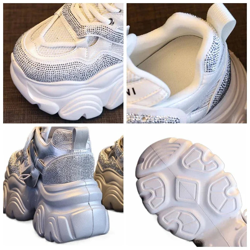 Koznoy 10cm Air Mesh Microfiber Leather Vulcanize Platform Wedge Flats Comfy Summer Chunky Sneaker Hollow Women Sandals Shoes