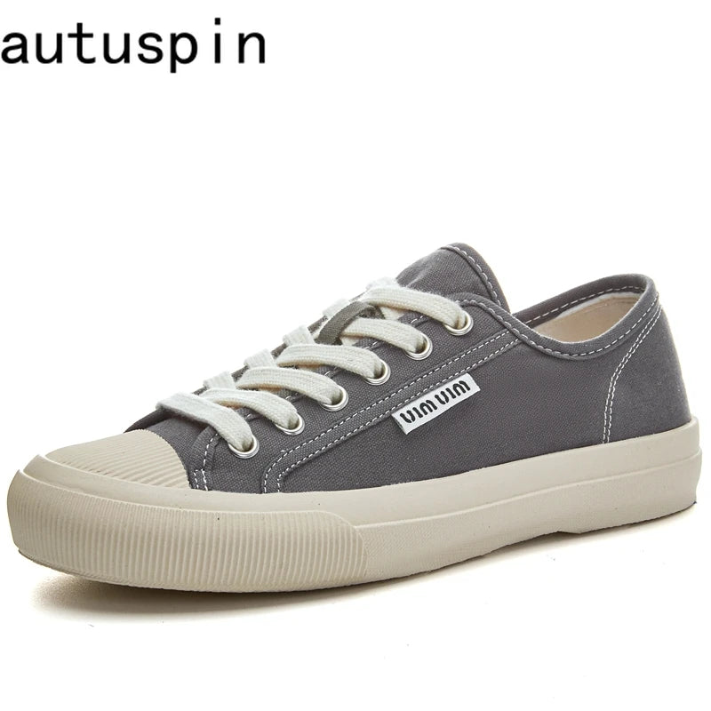 AUTUSPIN Women's Canvas Shoes Classics Fashion Flat Women Sneakers 2025 Summer Soft Breathable Ladies Shoes Size 35-40