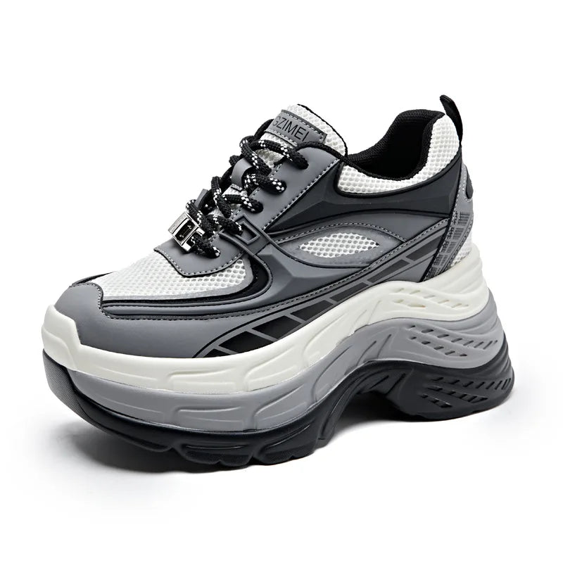 AUTUSPIN 6cm Women Luxury Sneakers Platform Chunky Winter Autumn Comfy Vulcanize Shoes Genuine Leather Fashion Retro Sneaker
