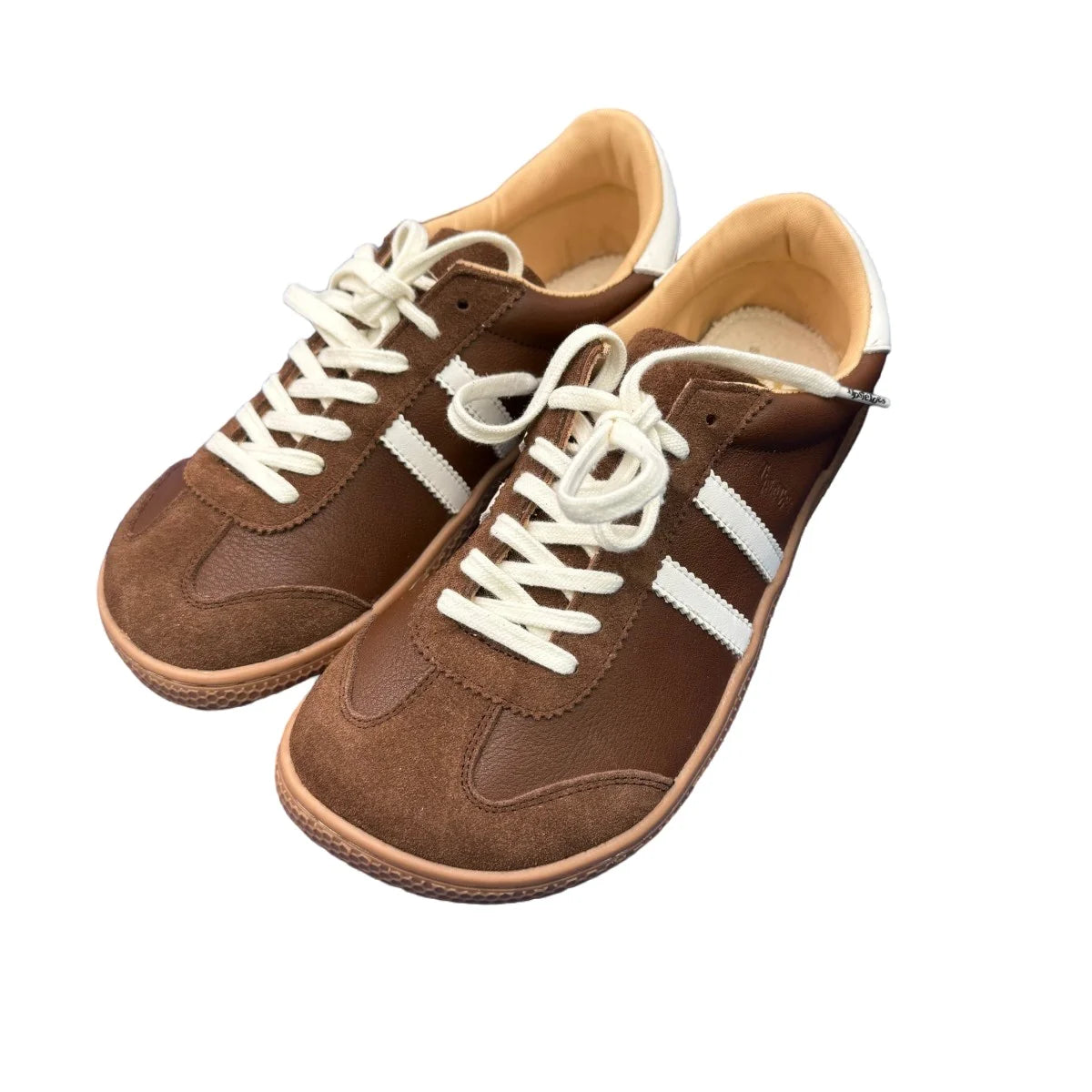 Tipsietoes Autumn Barefoot  Genuine Leather Sneaker For Women Men Flat Soft Zero Drop Sole Wider Toe Box Flexible Light Weight