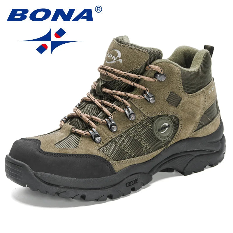 BONA  New Designers Non-slip Wear-resistant Breathable Hiking Shoes Men Lace UpOutdoor High-quality Jogging Walking Shoe