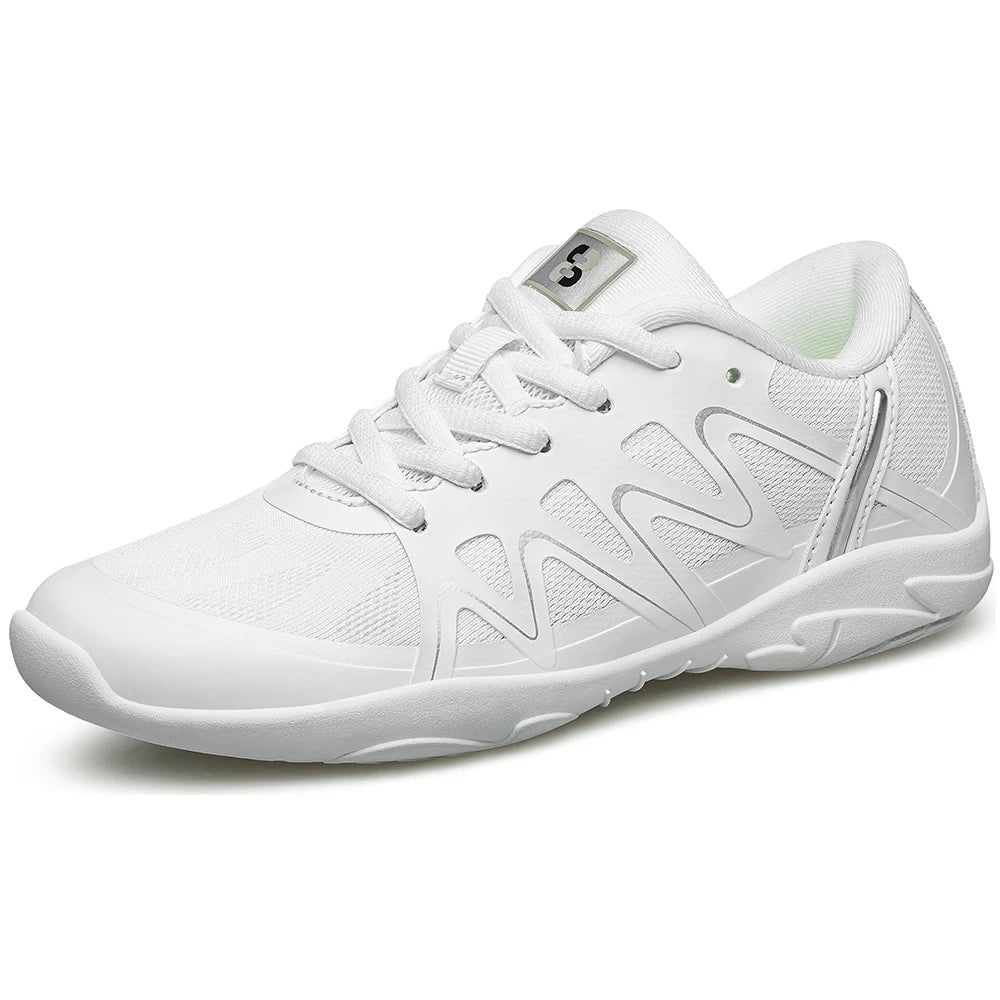 BAXINIER Girls Cheer Shoes White Cheerleading Dance Sneakers Youth Shool Athletic Training Tennis Shoes Kids Walking Footwear