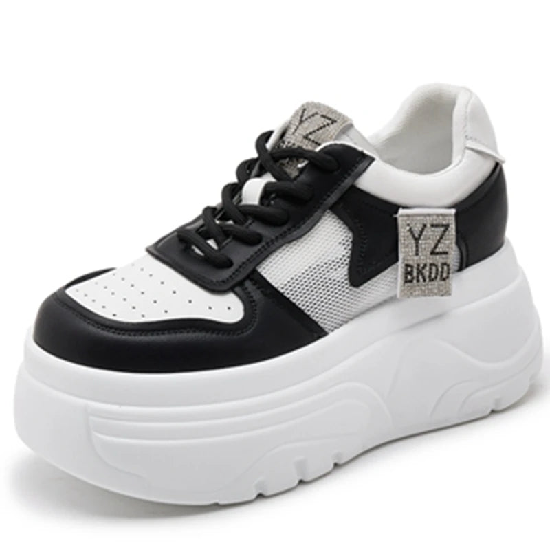 Autuspin High Flats Platform Skateboard Shoes for Women Summer Fashion Women's Vulcanize Shoes Air Mesh Comfy Ladies Sneakers