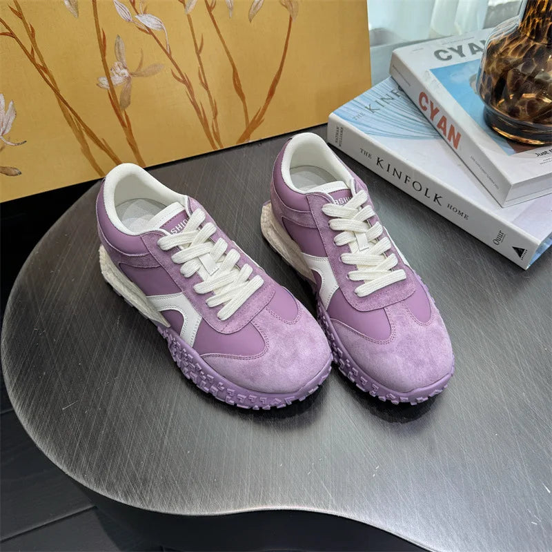 Fujin 7cm New Air Mesh Microfiber Suede Leather Flats Platform Wedge Shoes Spring Autumn Chunky Sneaker Fashion Women Vulcanize