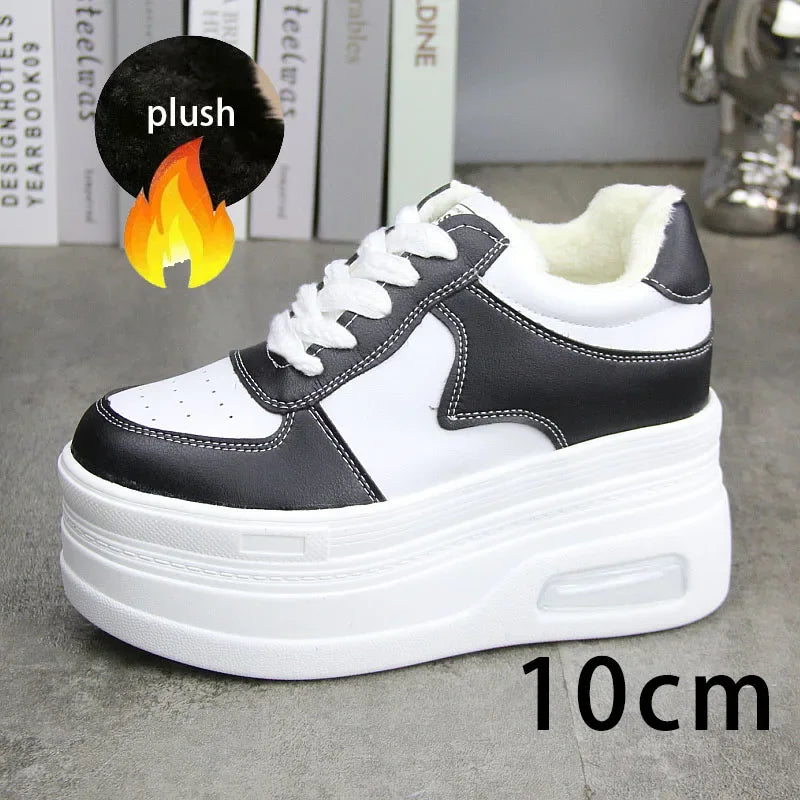 Fujin 8cm 10cm 12cm Synthetic Genuine Plush Platform Wedge Leather Autumn Spring Winter Boot Ankle 2024  Women High Brand Shoes