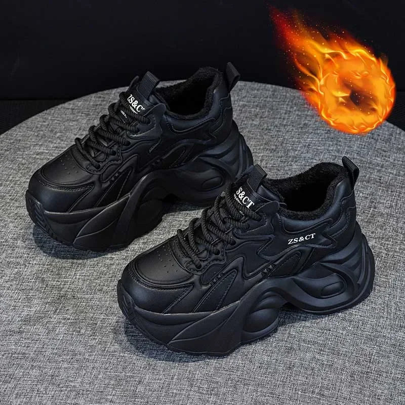 Koznoy 7cm Cow Genuine Leather Autumn Boots Spring Fashion Platform Chimney Ankle Booties Moccasins Women Chunky Sneakers Shoes