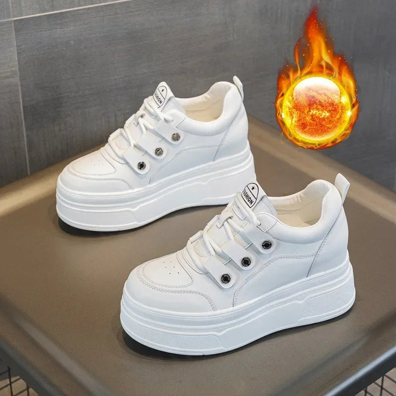 Fujin 9cm Microfiber Genuine Leather Vulcanize Summer High Brand Comfy Spring Autumn Platform Women Chunky Sneaker Loafer Shoes