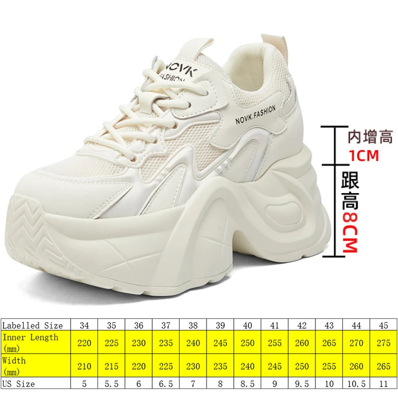 Fujin 9cm Air Mesh Genuine Leather Chunky Sneakers Casual Breathable Summer Ladies Fashion Platform Shoes Wedge Women Vulcanize