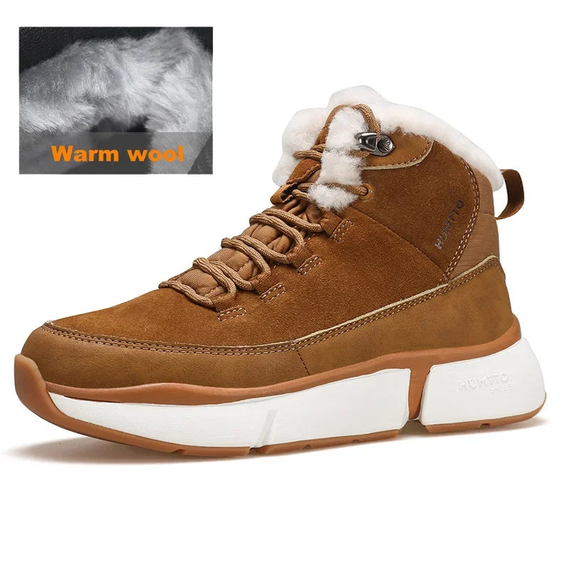 HUMTTO Winter Hiking Boots Leather Trekking Women's Trainers Luxury Designer Snow Boots Outdoor Casual Shoes 2024 Woman Sneakers