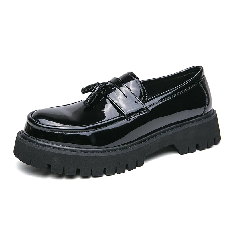 STRONGSHEN Fashion Men Tassel Loafers Leather Shoes Business Formal Shoes Designer Oxford Shoes Mens Platform Party Wedding Shoe