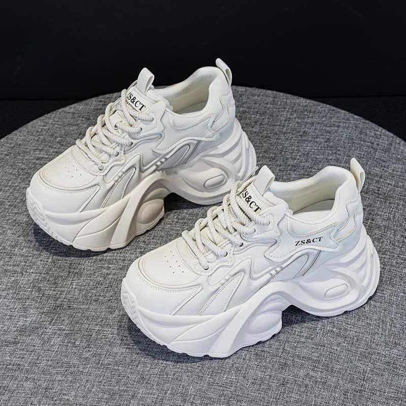 Koznoy 7cm Cow Genuine Leather Autumn Boots Spring Fashion Platform Chimney Ankle Booties Moccasins Women Chunky Sneakers Shoes