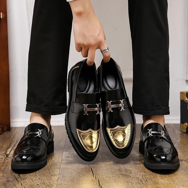 STRONGSHEN Men Formal Leather Shoes Luxury Brand Men's Loafers Dress Moccasins Breathable Slip on Black Driving Shoes Size 38-48