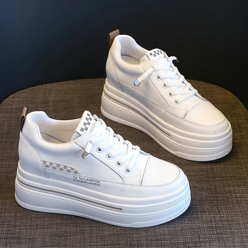 Fujin 7cm Natural Cow Genuine Leather New High Brand Comfy Casual Shoes Ladies Vulcanize Women Platform Chunky Sneakers Autumn