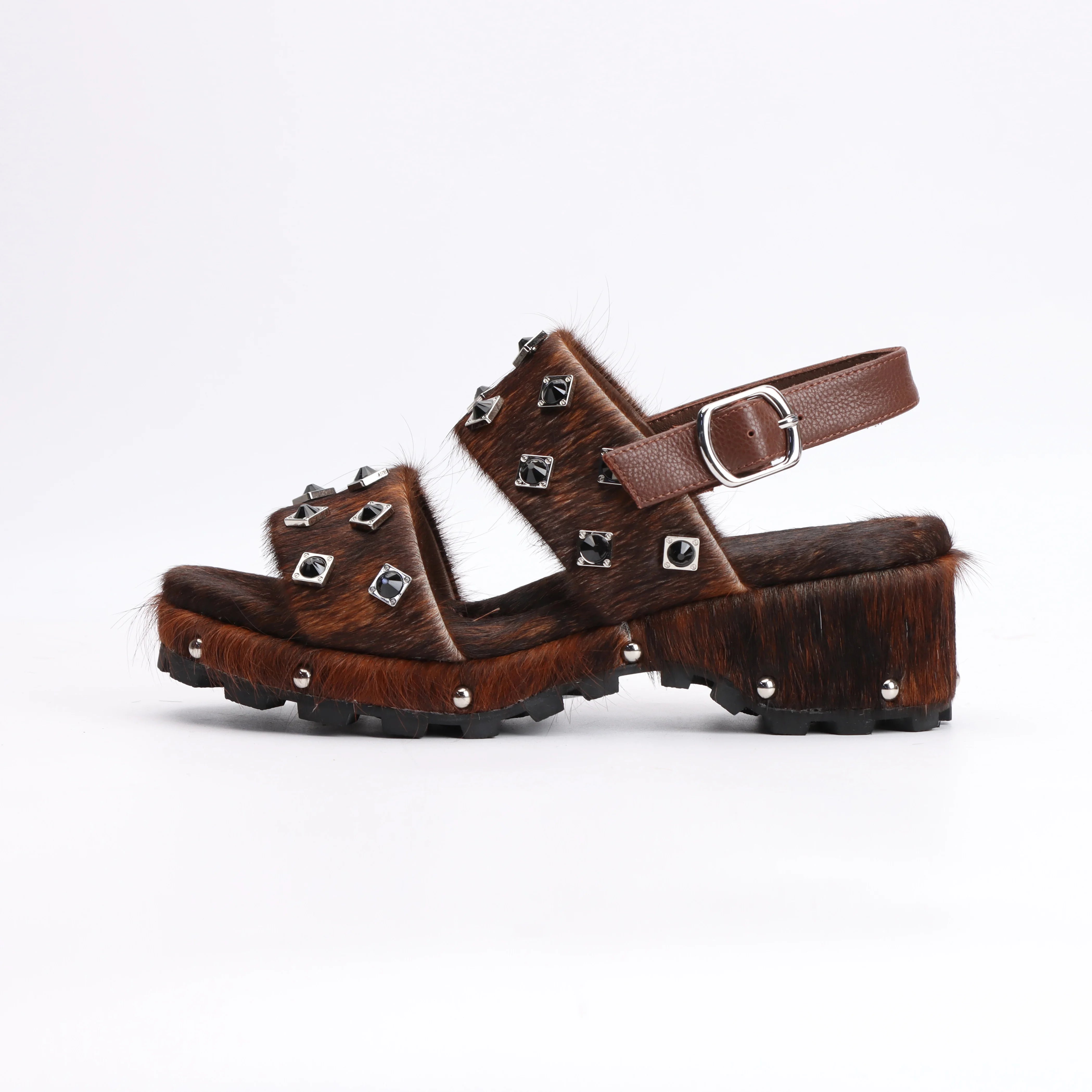 Designer Shoes Luxury Horsehair Rubber Sole Platform Flat Sandals for Woman Sandals Woman Summer Sandalias de Mujer