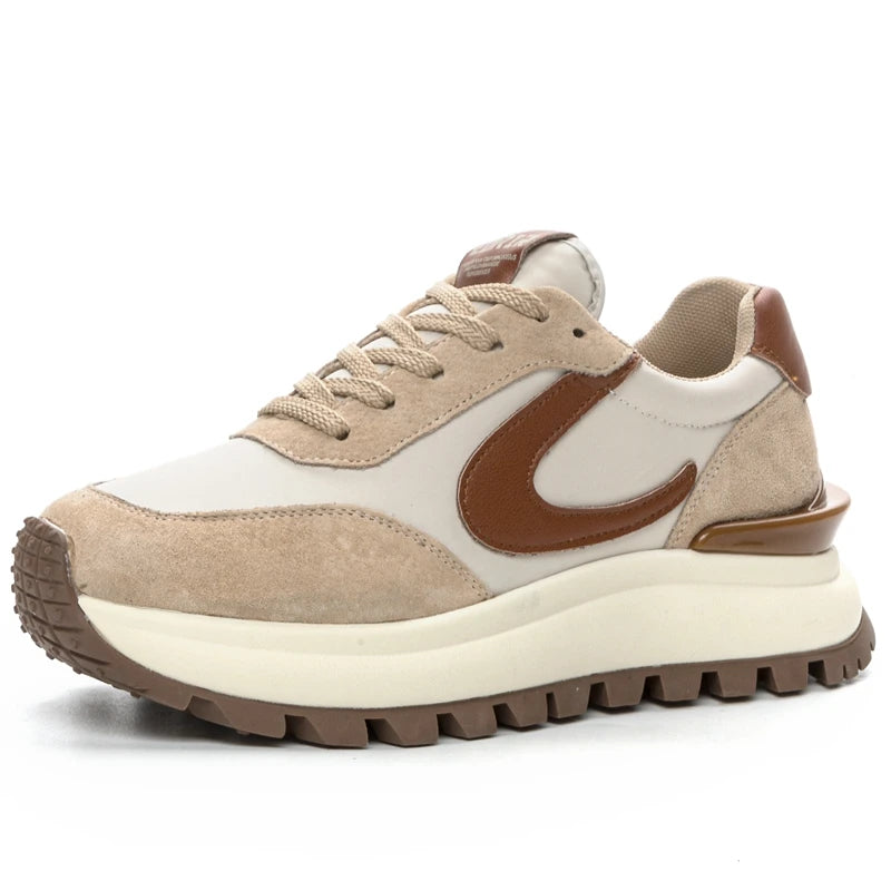 AUTUSPIN 4.5cm Ladies Sneakers Summer Spring Retro Genuine Leather Women Casual Sports Shoes Outdoor Comfy Vulcanized Sneaker
