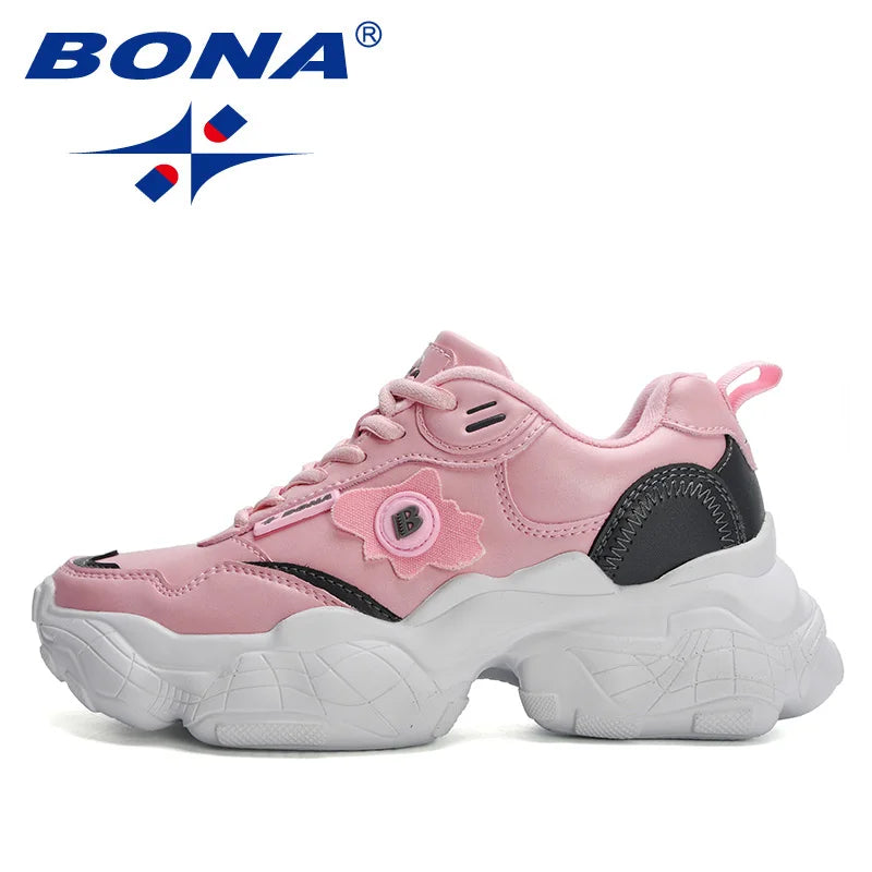 BONA 2023 New Designers Breathable Outdoor Light Weight Sneakers Women Platform Walking Shoes Anti slip and wear-resistant Ladie