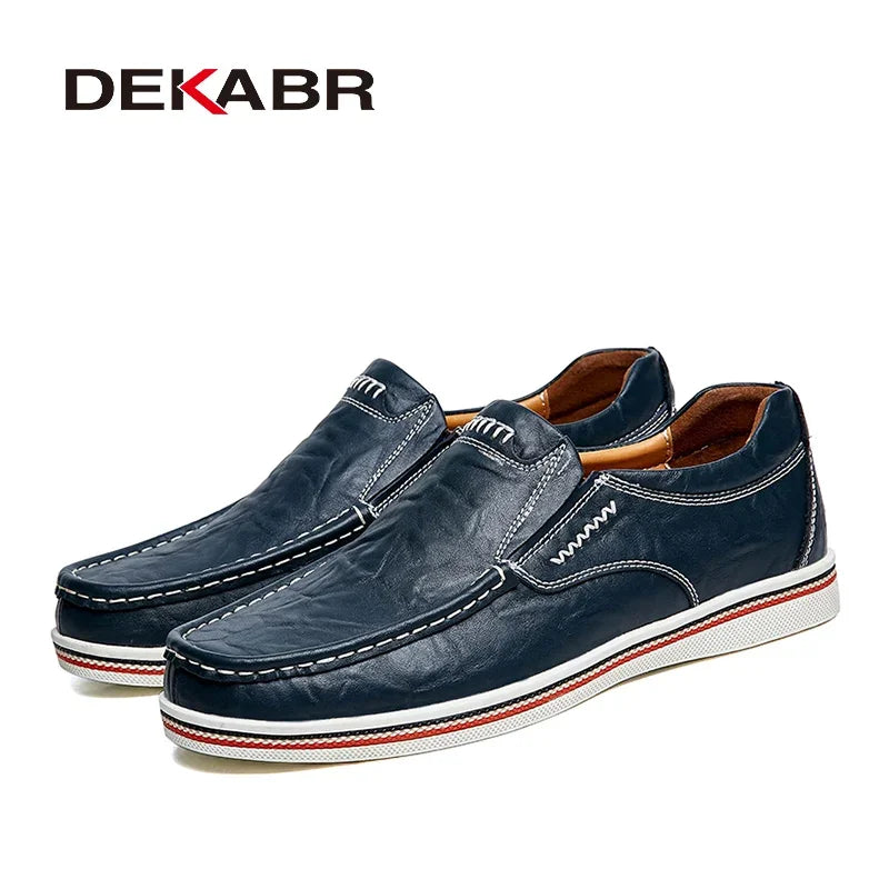 DEKABR Casual Men Shoes Handmade High Quality Cow Leather Fashion Slip On Loafers Flats Comfortable Breathable Driving Shoes
