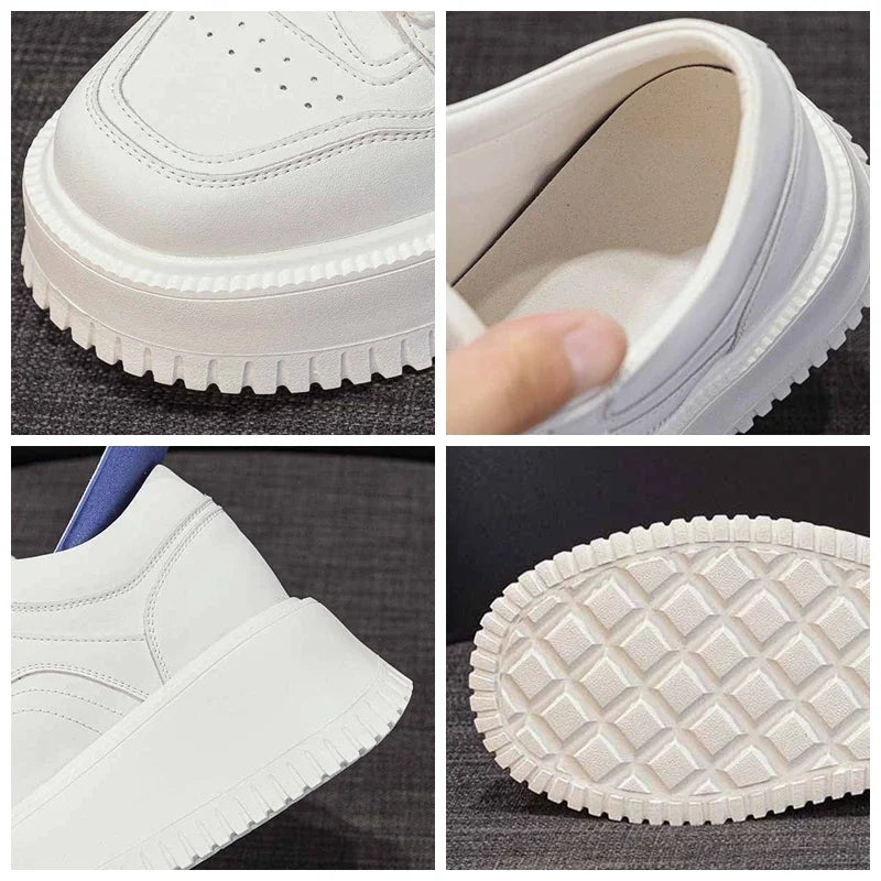 Fujin 8cm Genuine Leather Vulcanize Autumn Flat Women Chunky Sneaker Winter Plush Spring High Brand Summer Platform Wedge Shoes