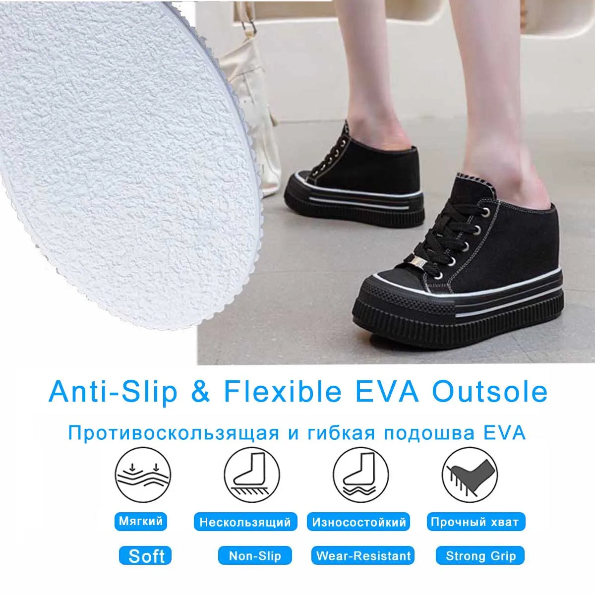 Fujin 13cm 2025 Denim Leather Platform Wedge Flats Shoes Chunky Sneaker Casual Comfy High Brand Slipper Spring Autumn Shoes