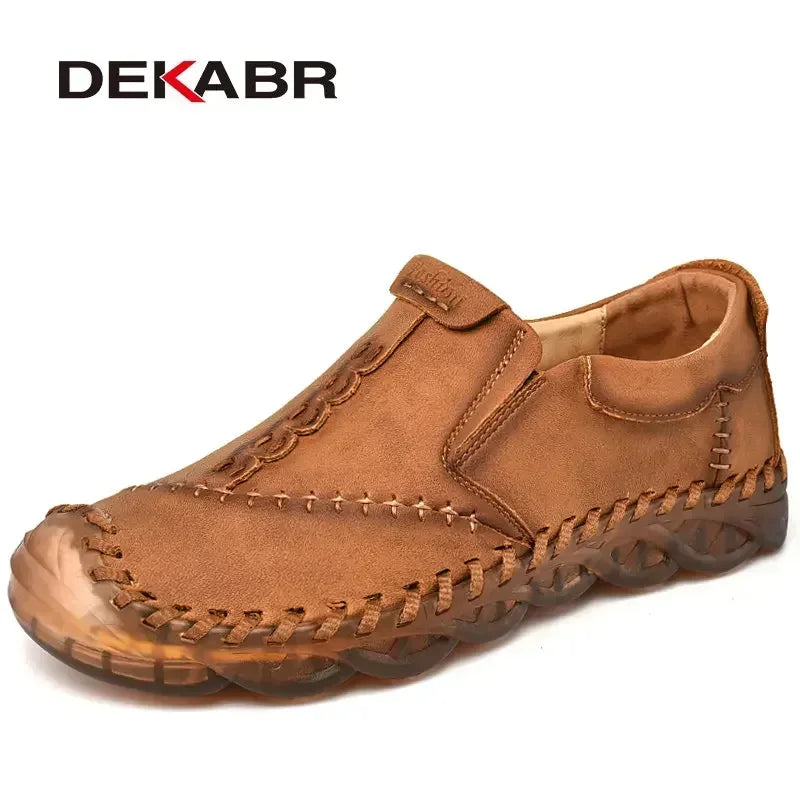 DEKABR Fashion Casual Men Shoes Leather Handmade Driving Shoes Adult Brand Mens Loafers Soft Slip-on Men Footwear Size 38~46
