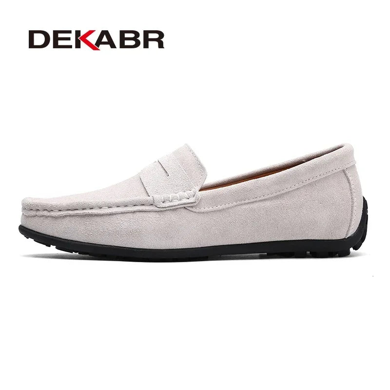 DEKABR Brand Fashion Summer Style Soft Loafers Genuine Leather High Quality Flat Casual Shoes Breathable Men Flats Driving Shoes