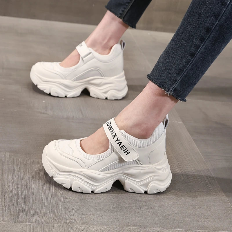 AUTUSPIN Women Casual Pumps Spring Summer Shallow Shoes Outdoor Comfoy Internal Increased Heighten Loafers Woman Wedges Heels